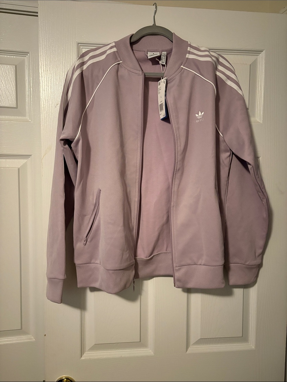 adidas Lavender Track Jacket with White Stripes